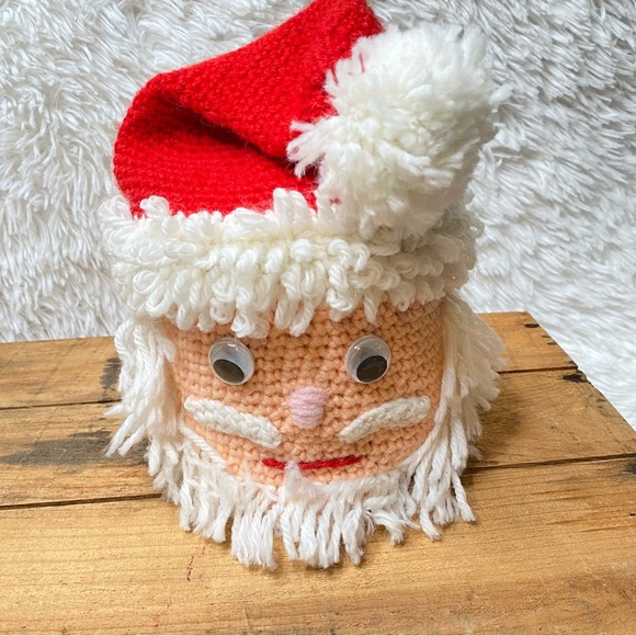 Vintage Santa Clause Head Crocheted Knitted Toilet Paper Cover - Picture 1 of 7